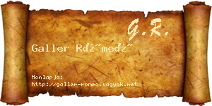 Galler Rómeó névjegykártya